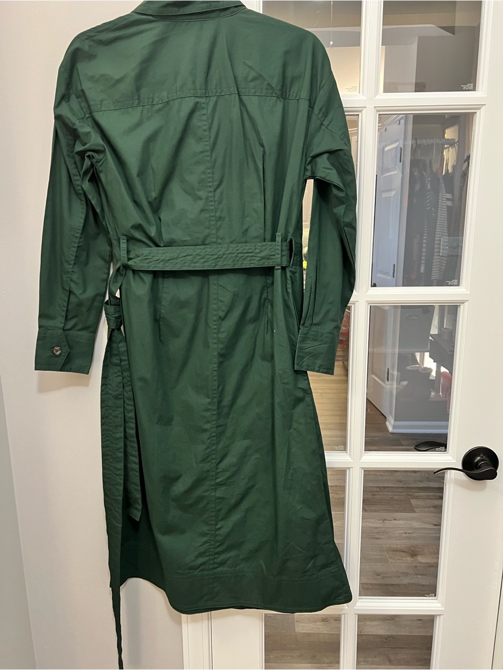 Banana Republic Forest Green Long Sleeve Wrap Shirt Dress sz XS NWT utility - Picture 2 of 7